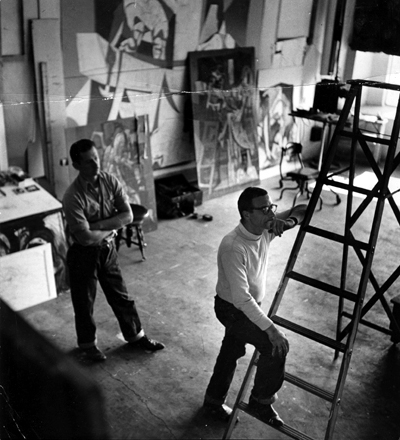 Morton Traylor and Rico Lebrun in the studio